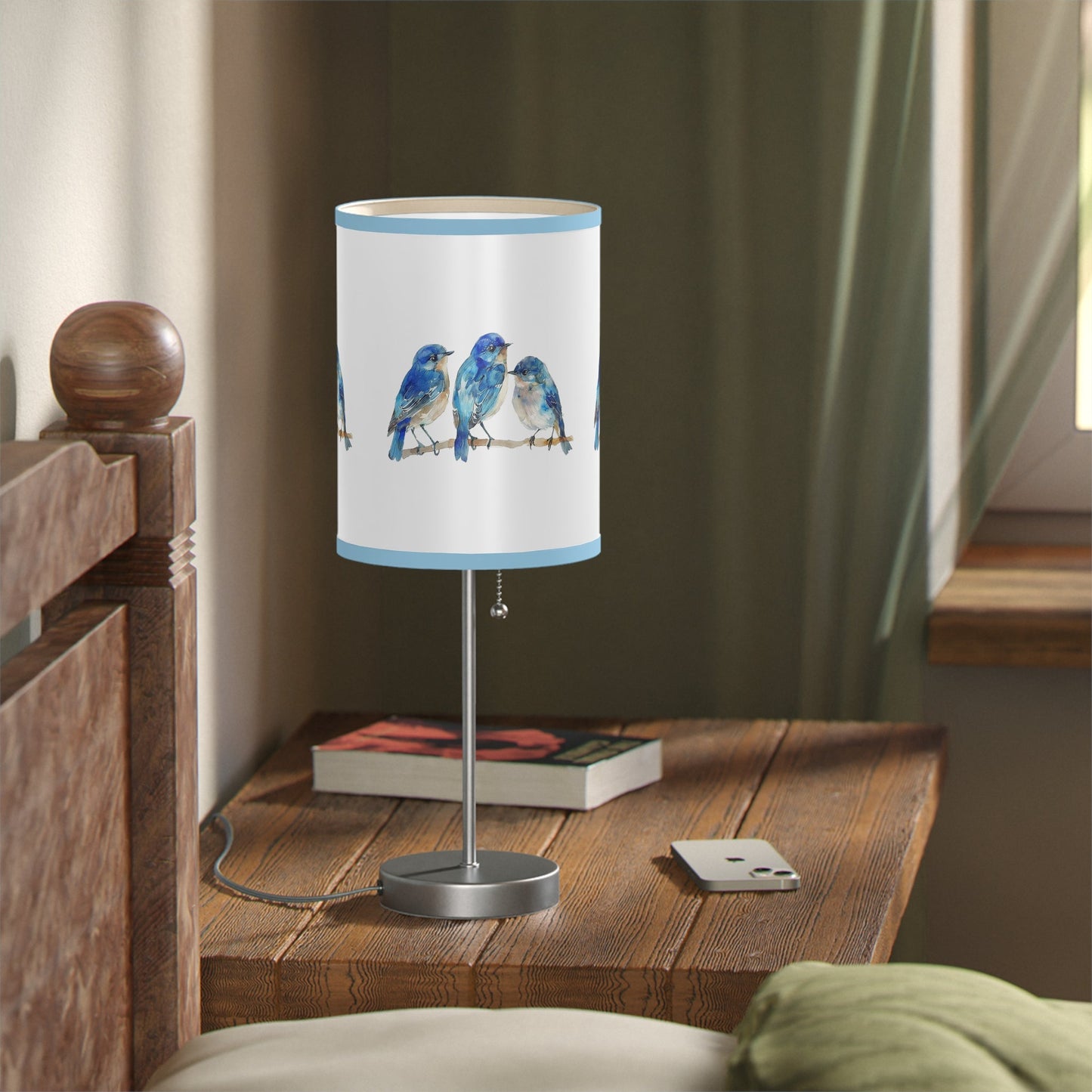 Bluebird Desk Lamp, Cute Decorator Bluebird Lamp Bird Lover, A Birders Accent Lamp - FlooredByArt