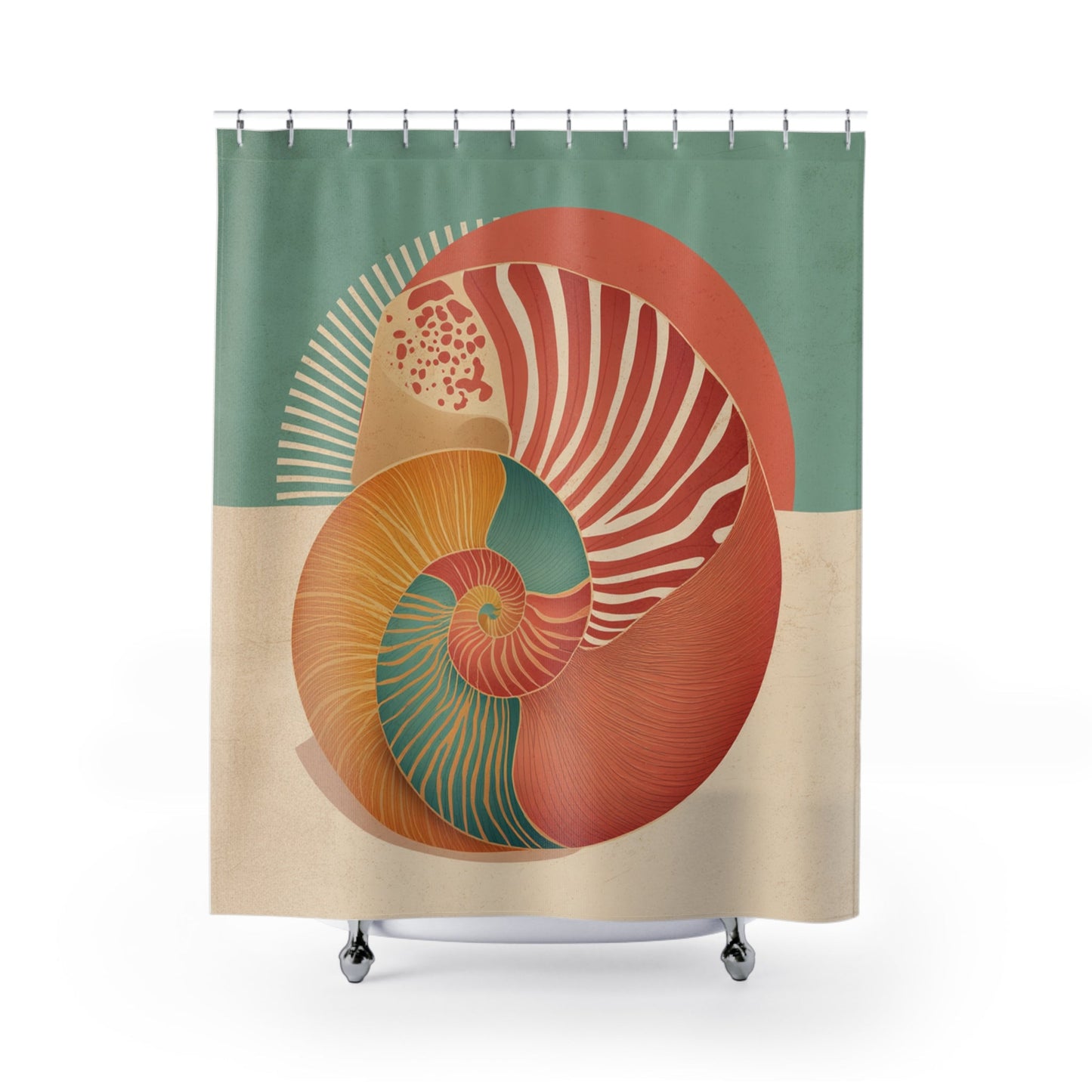 Bohemian Nautilus Shower Curtains - Artistic Bathroom Decor, Ocean Vibe, Beach House Gift, Coastal Living, Unique Home Accent - FlooredByArt
