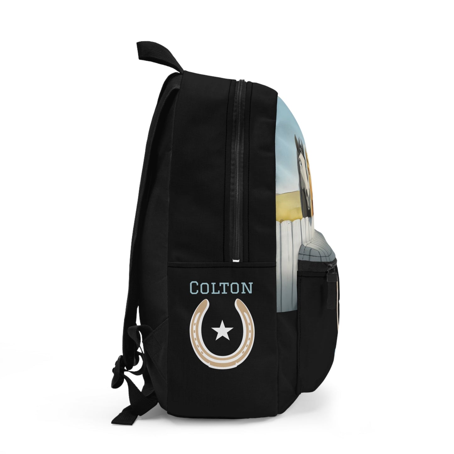Boys or Girls Horse Backpack - Personalized Name & Horseshoe, Cartoon Pony Bookbag for Boys or Girls, Cute Back - to - School Gift - FlooredByArt