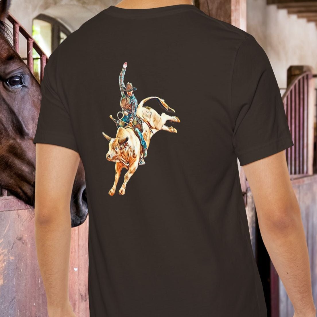 Bull Rider Rodeo T-Shirt – Cowboy Grit Graphic Tee for Rodeo Fans - FlooredByArt