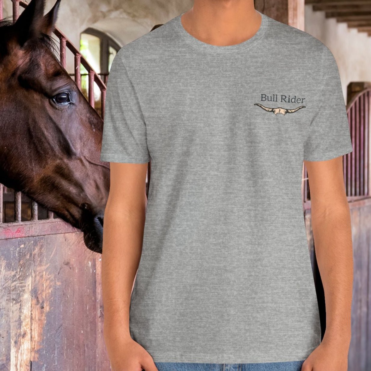 Bull Rider Rodeo T-Shirt – Cowboy Grit Graphic Tee for Rodeo Fans - FlooredByArt