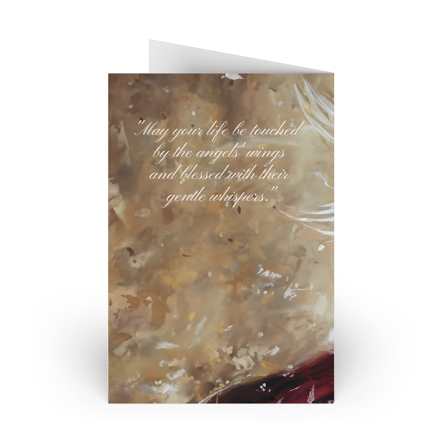 Burgandy Angel Card Set, Original Artwork Design, Blank Christmas Greeting - FlooredByArt