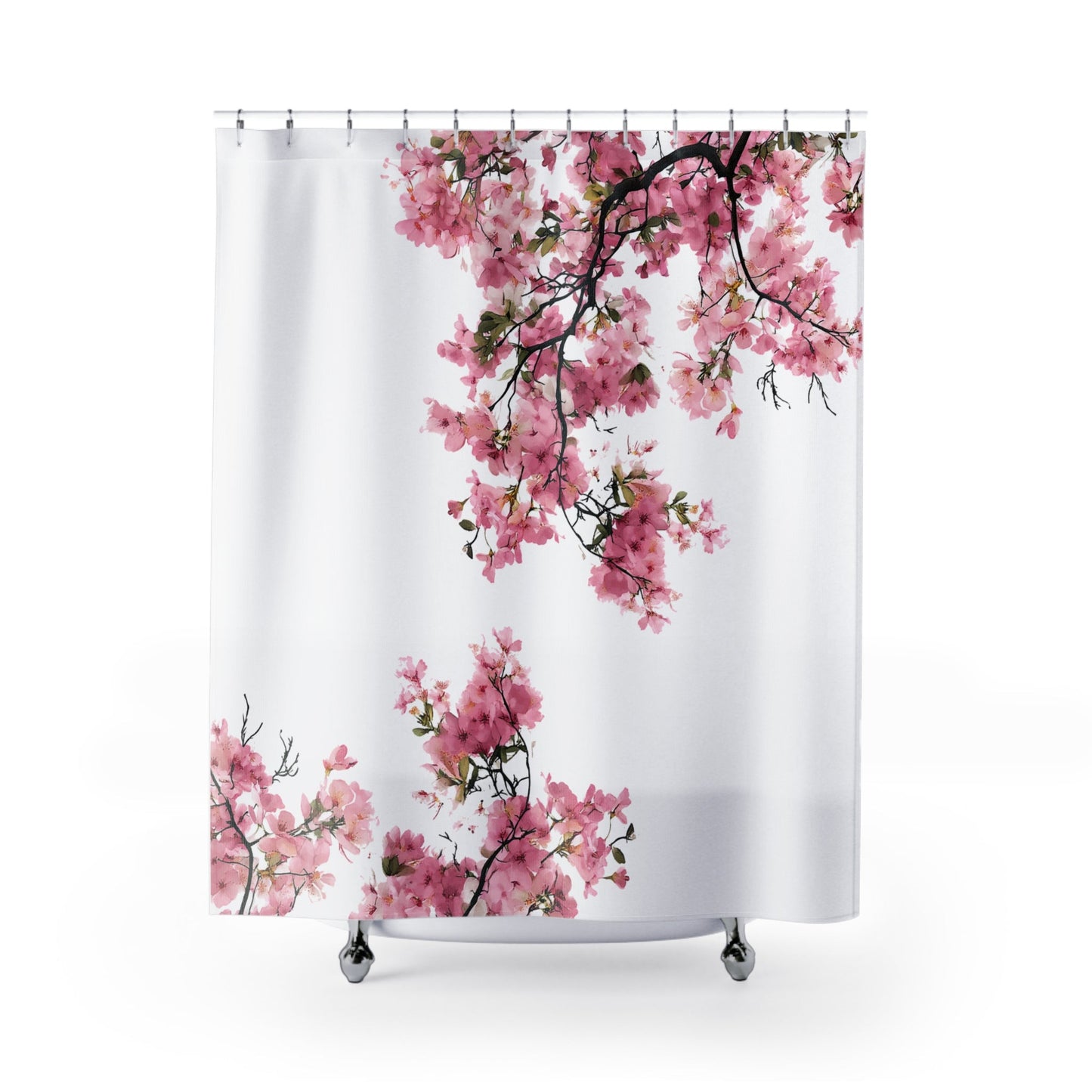 Cherry Blossom Shower Curtain - Elegant Floral Bathroom Decor for Spring - FlooredByArt