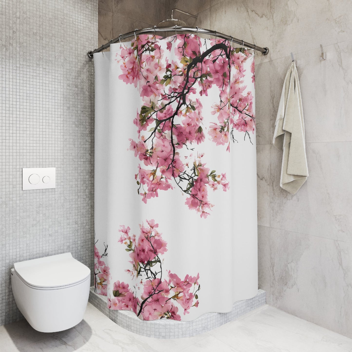 Cherry Blossom Shower Curtain - Elegant Floral Bathroom Decor for Spring - FlooredByArt
