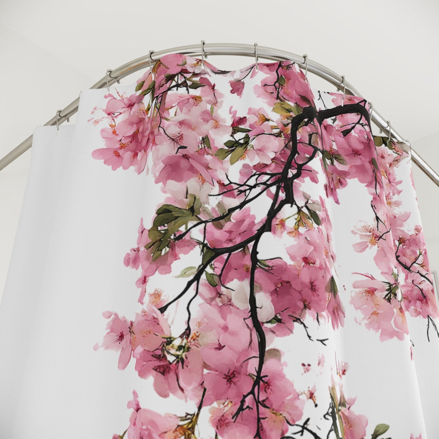 Cherry Blossom Shower Curtain - Elegant Floral Bathroom Decor for Spring - FlooredByArt
