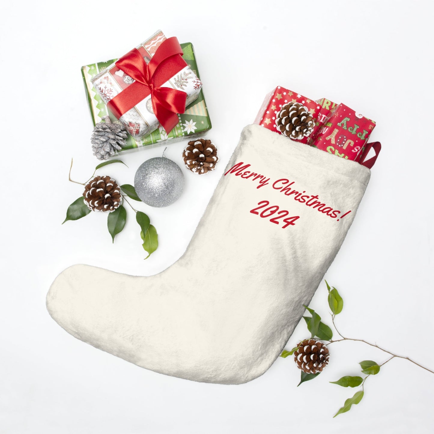 Christmas Brown Horse ExLarge Stocking, Personalized, USA - FlooredByArt