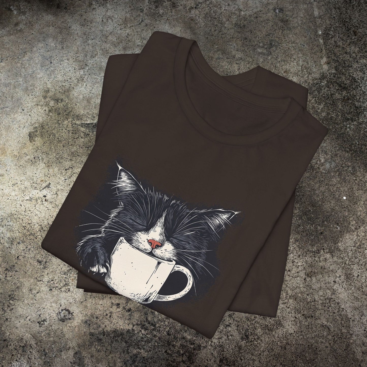 Coffee Nap Black Cat T-Shirt – Cute Cat & Coffee Lover Tee - FlooredByArt