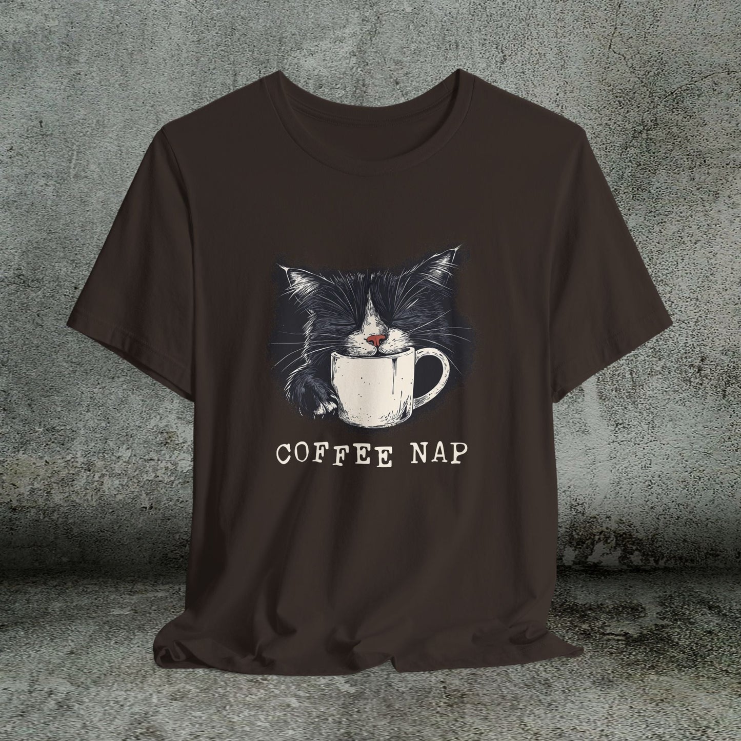 Coffee Nap Black Cat T-Shirt – Cute Cat & Coffee Lover Tee - FlooredByArt