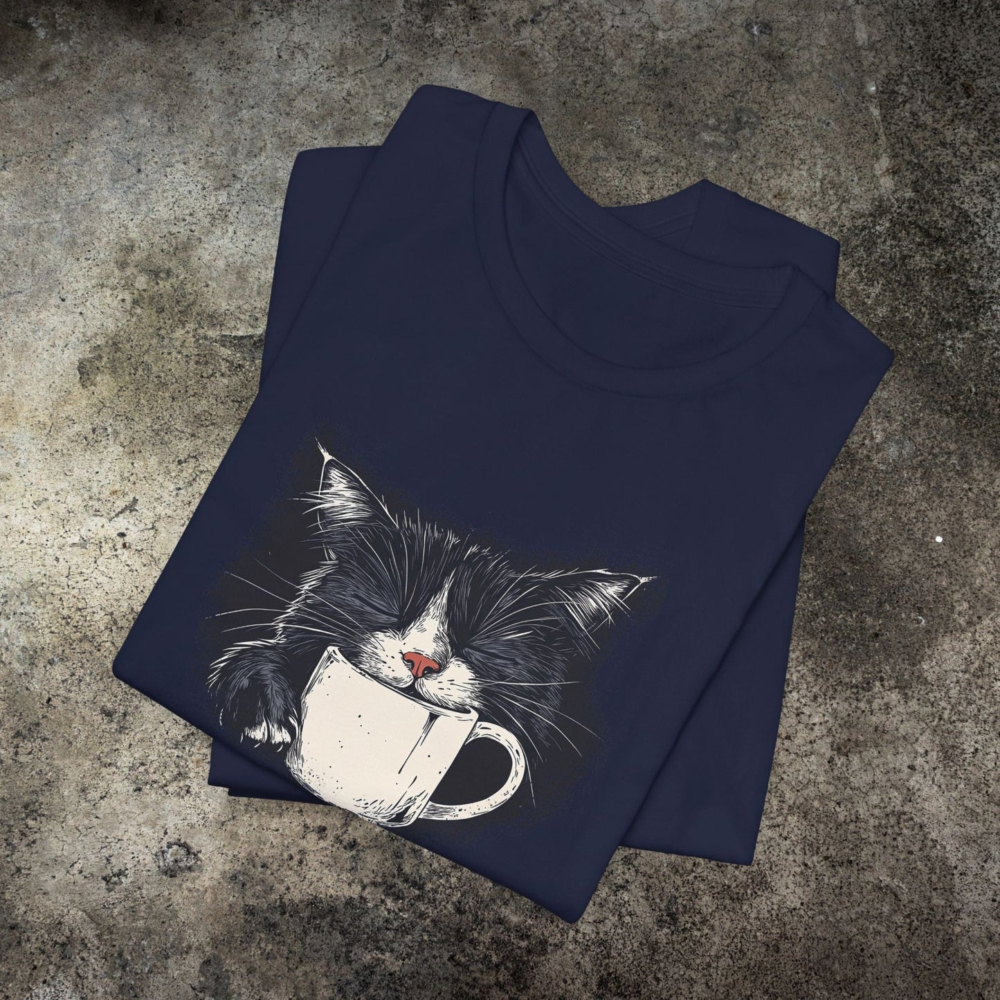 Coffee Nap Black Cat T-Shirt – Cute Cat & Coffee Lover Tee - FlooredByArt