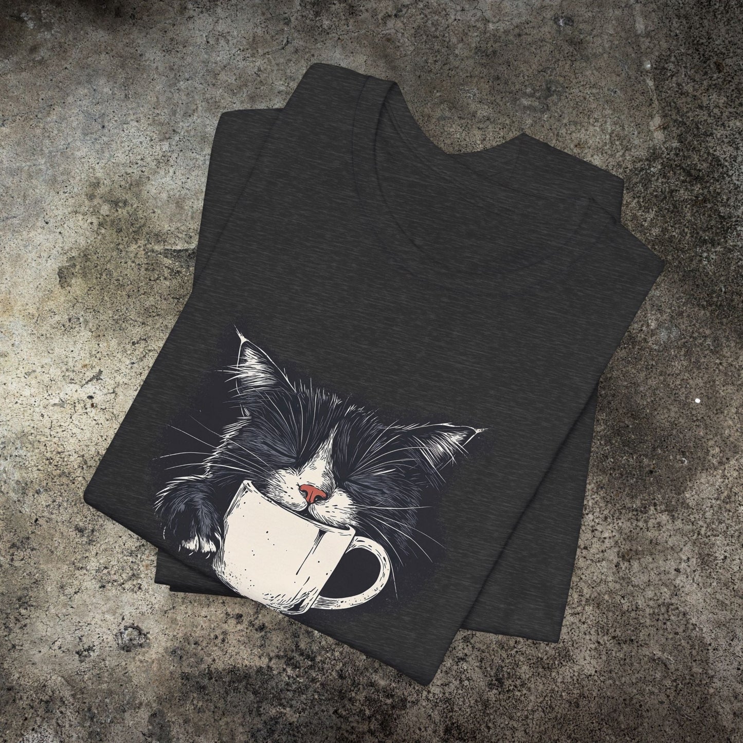 Coffee Nap Black Cat T-Shirt – Cute Cat & Coffee Lover Tee - FlooredByArt