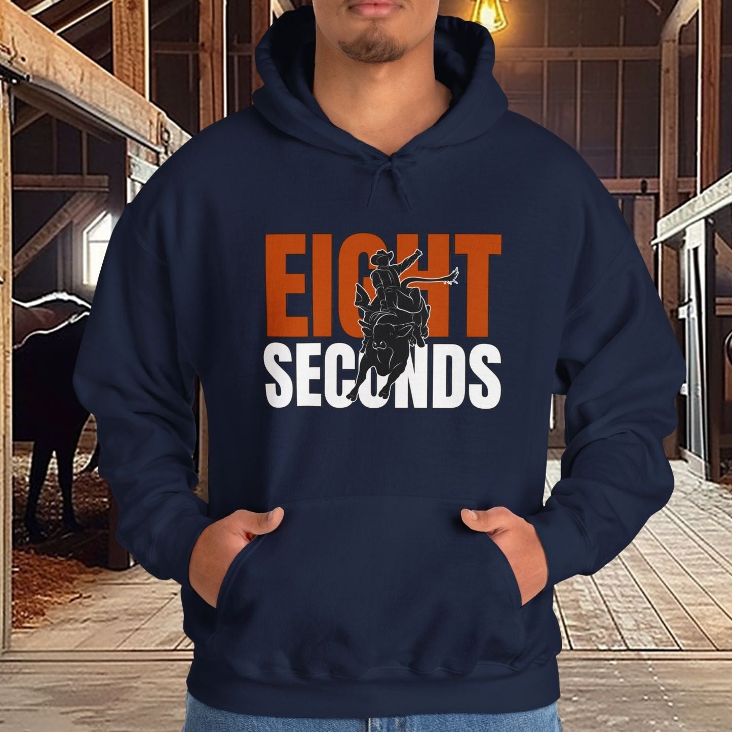 Cowboy Bull Rider Hoodie Sweatshirt - He is Tough Enough to Ride the Bulls, Rodeo Sweater Love Rodeo Horse. Gift for Cowboy or Rodeo Lover - FlooredByArt