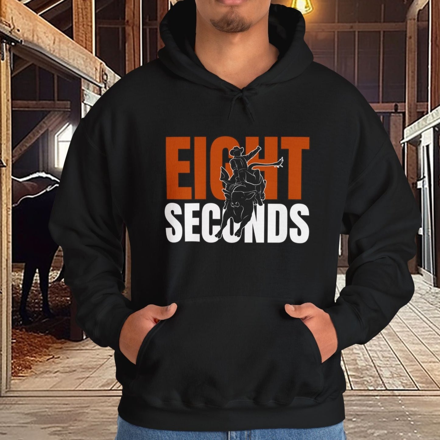 Cowboy Bull Rider Hoodie Sweatshirt - He is Tough Enough to Ride the Bulls, Rodeo Sweater Love Rodeo Horse. Gift for Cowboy or Rodeo Lover - FlooredByArt