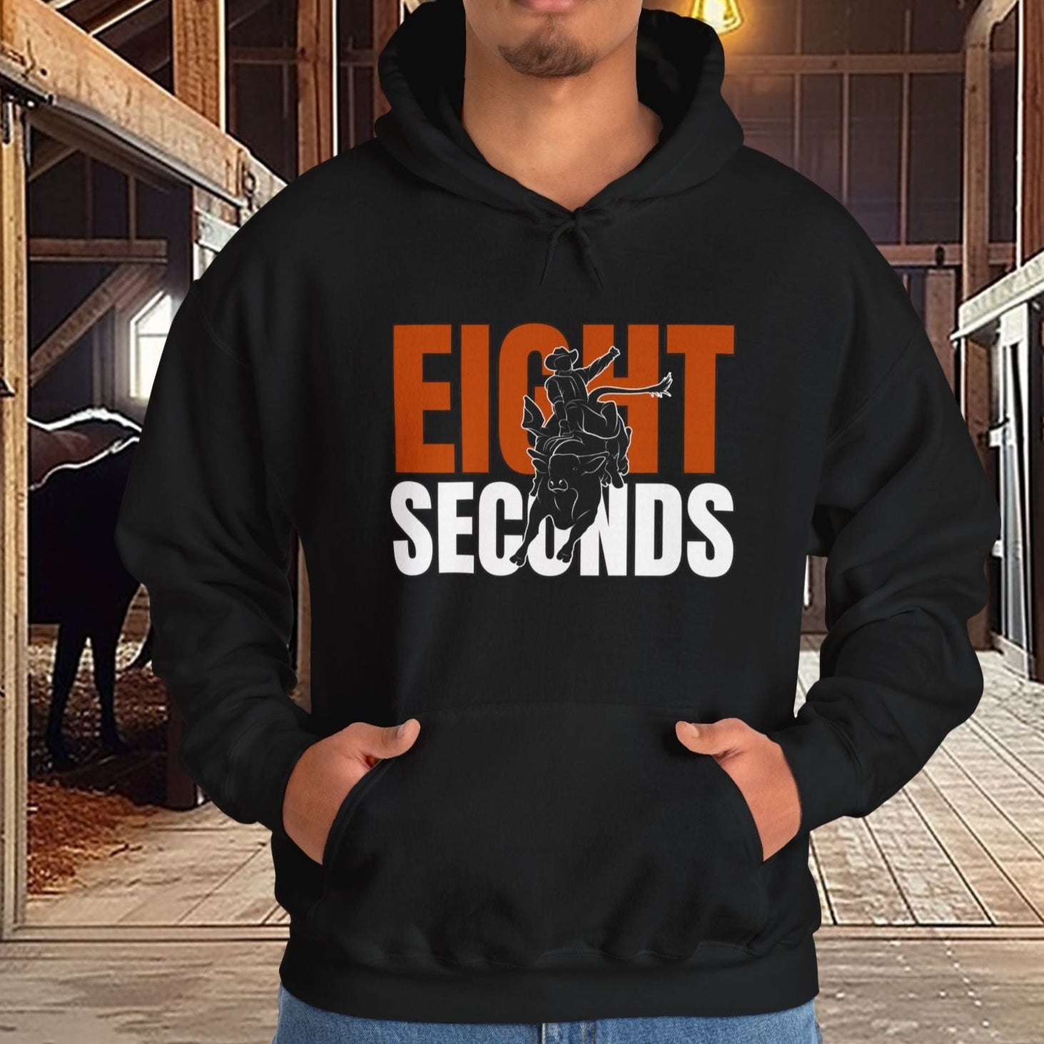 Cowboy Bull Rider Hoodie Sweatshirt - He is Tough Enough to Ride the Bulls, Rodeo Sweater Love Rodeo Horse. Gift for Cowboy or Rodeo Lover - FlooredByArt