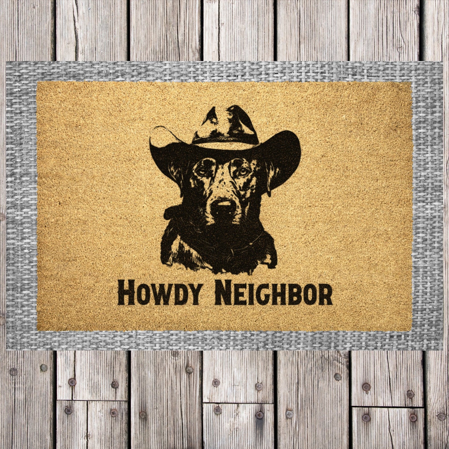 Cowboy Dog DoormatPersonalized Dog Gift, Welcome Mat Dog - FlooredByArt