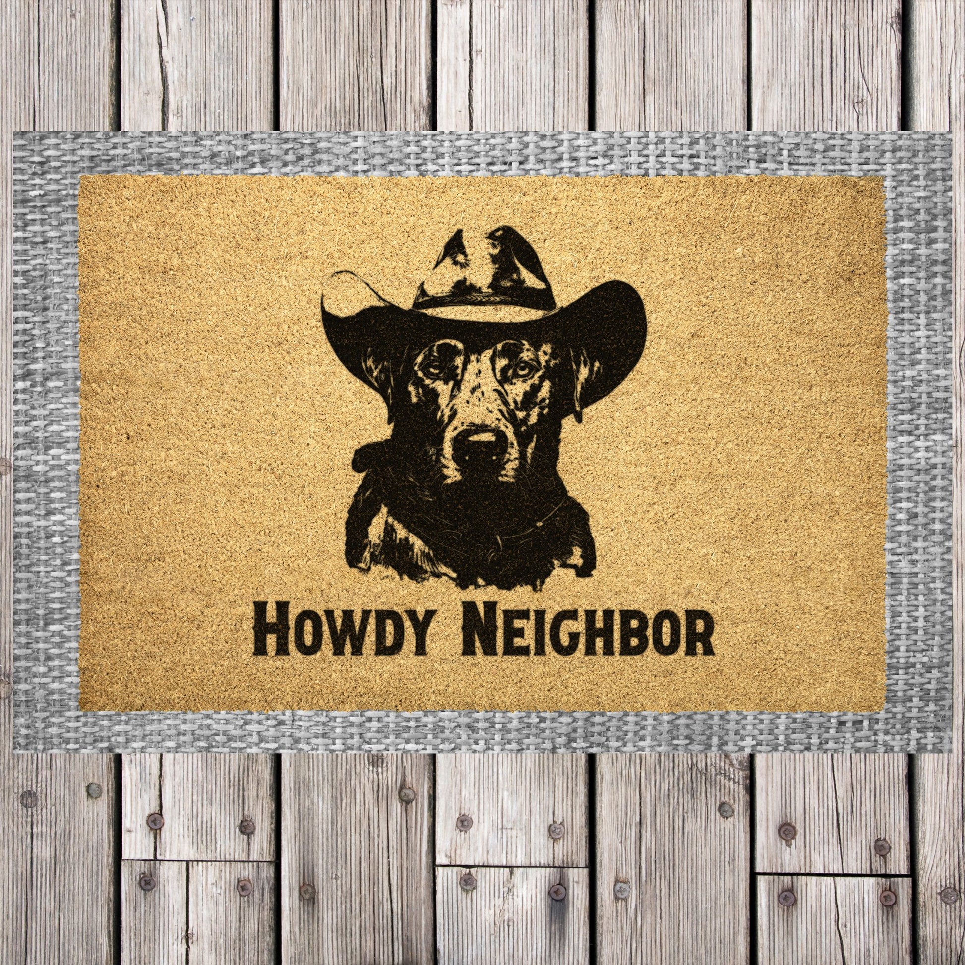 Cowboy Dog DoormatPersonalized Dog Gift, Welcome Mat Dog - FlooredByArt