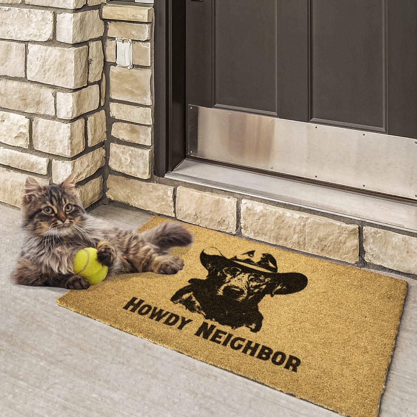 Cowboy Dog DoormatPersonalized Dog Gift, Welcome Mat Dog - FlooredByArt