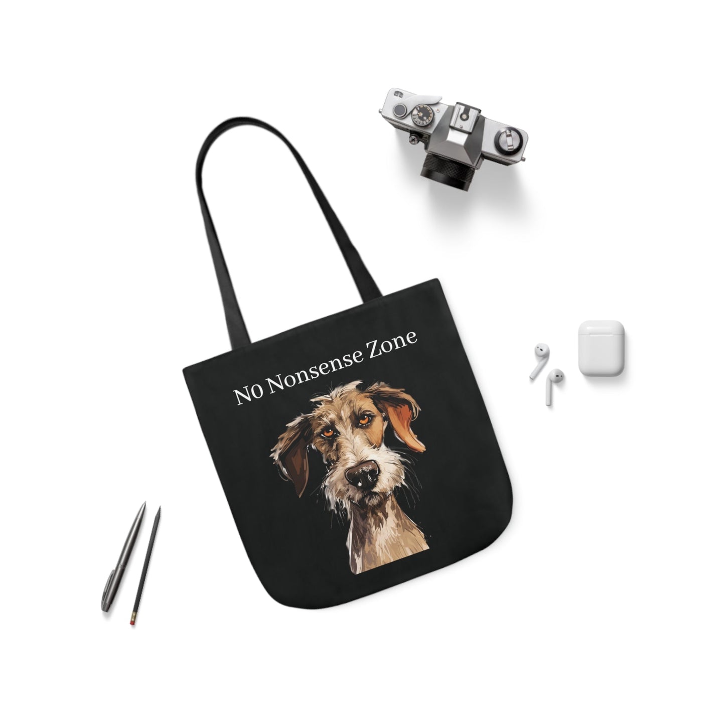 Cute and Funny Dog Tote Bag - No Nonsense Please! Dog Carry All Tote Bag - FlooredByArt