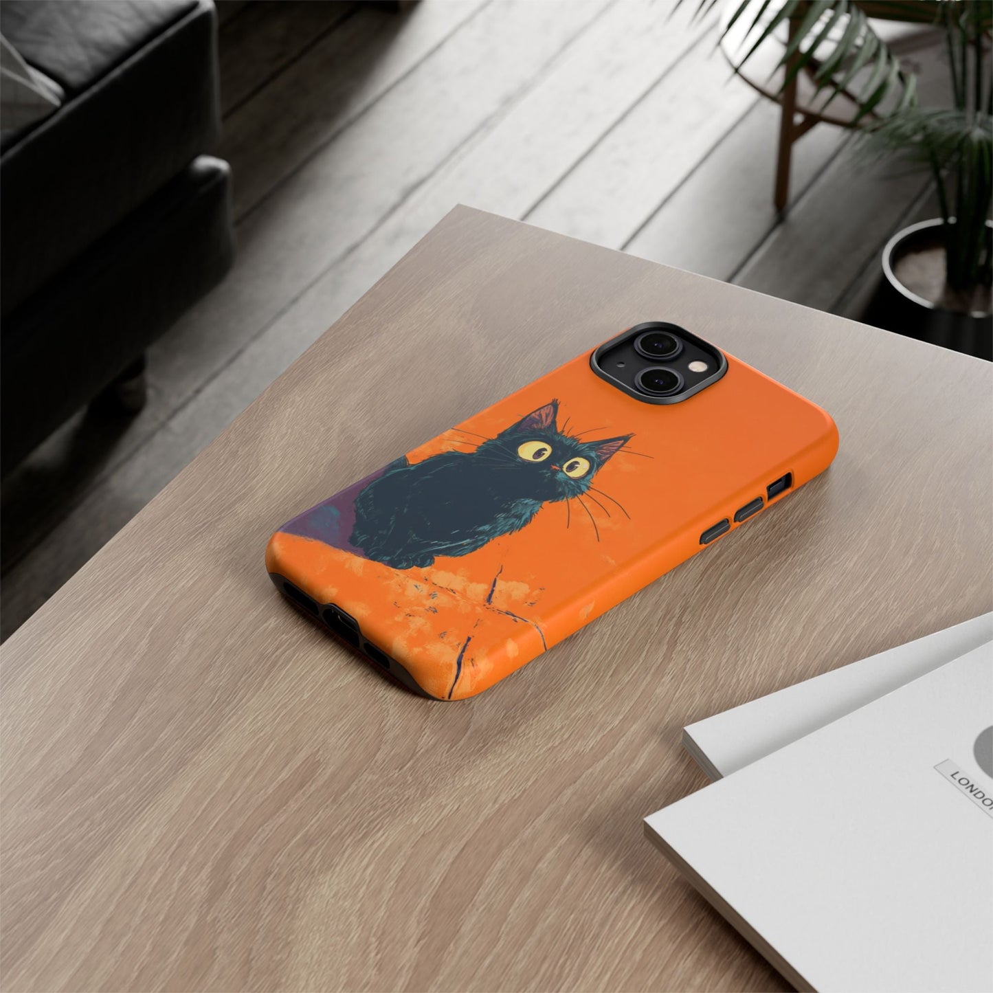 Cute Cat iPhone Case, Tough Phone Cover, iPhone 16, 15, 14 series - FlooredByArt