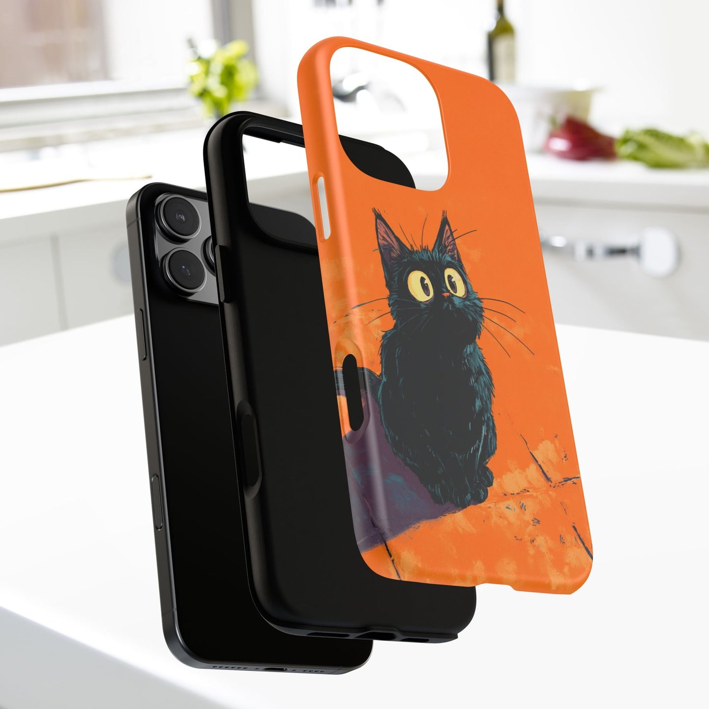 Cute Cat iPhone Case, Tough Phone Cover, iPhone 16, 15, 14 series - FlooredByArt