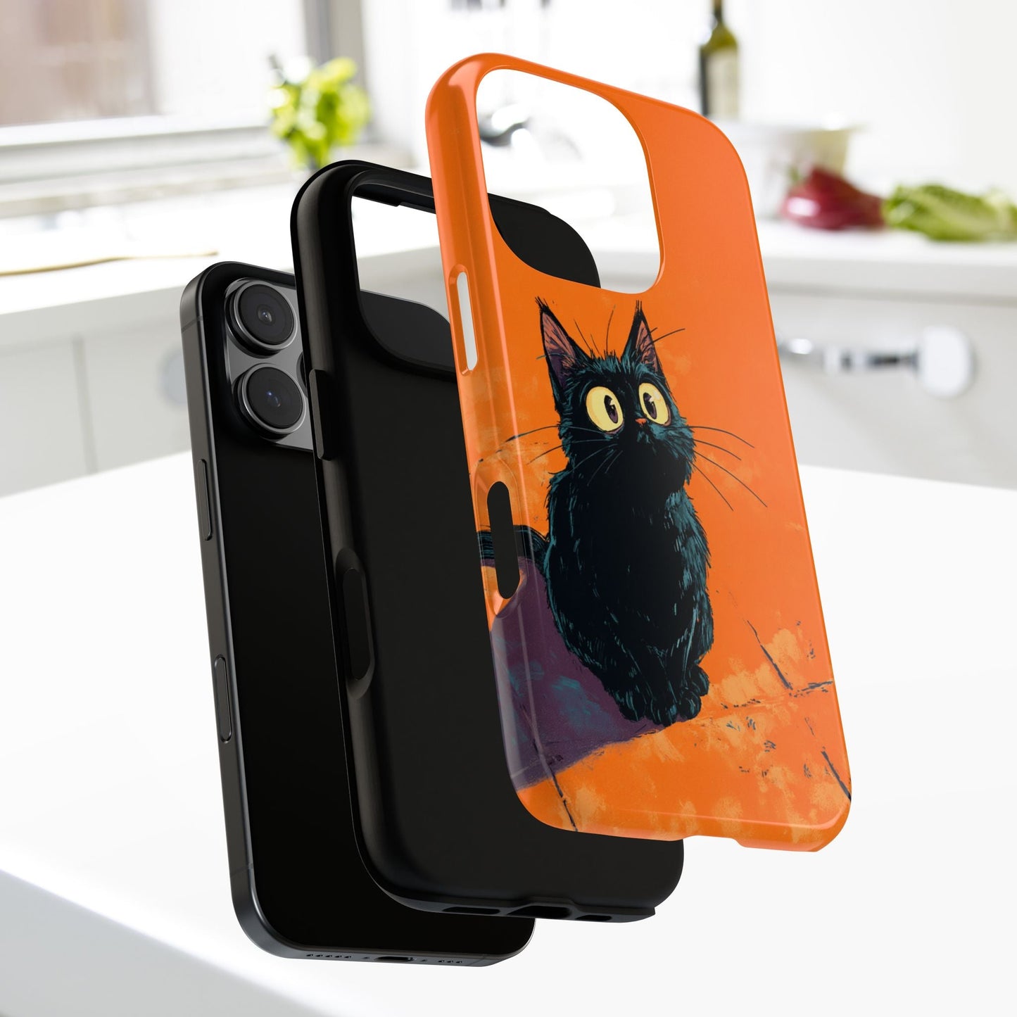Cute Cat iPhone Case, Tough Phone Cover, iPhone 16, 15, 14 series - FlooredByArt