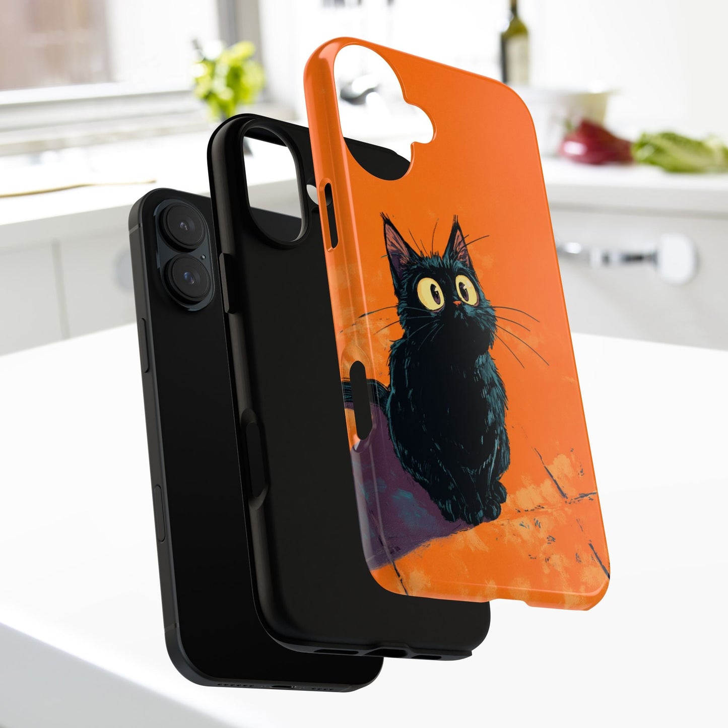 Cute Cat iPhone Case, Tough Phone Cover, iPhone 16, 15, 14 series - FlooredByArt