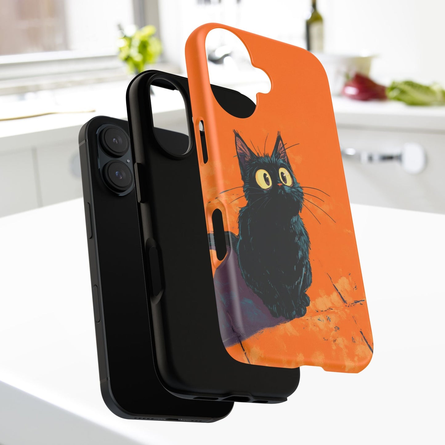 Cute Cat iPhone Case, Tough Phone Cover, iPhone 16, 15, 14 series - FlooredByArt
