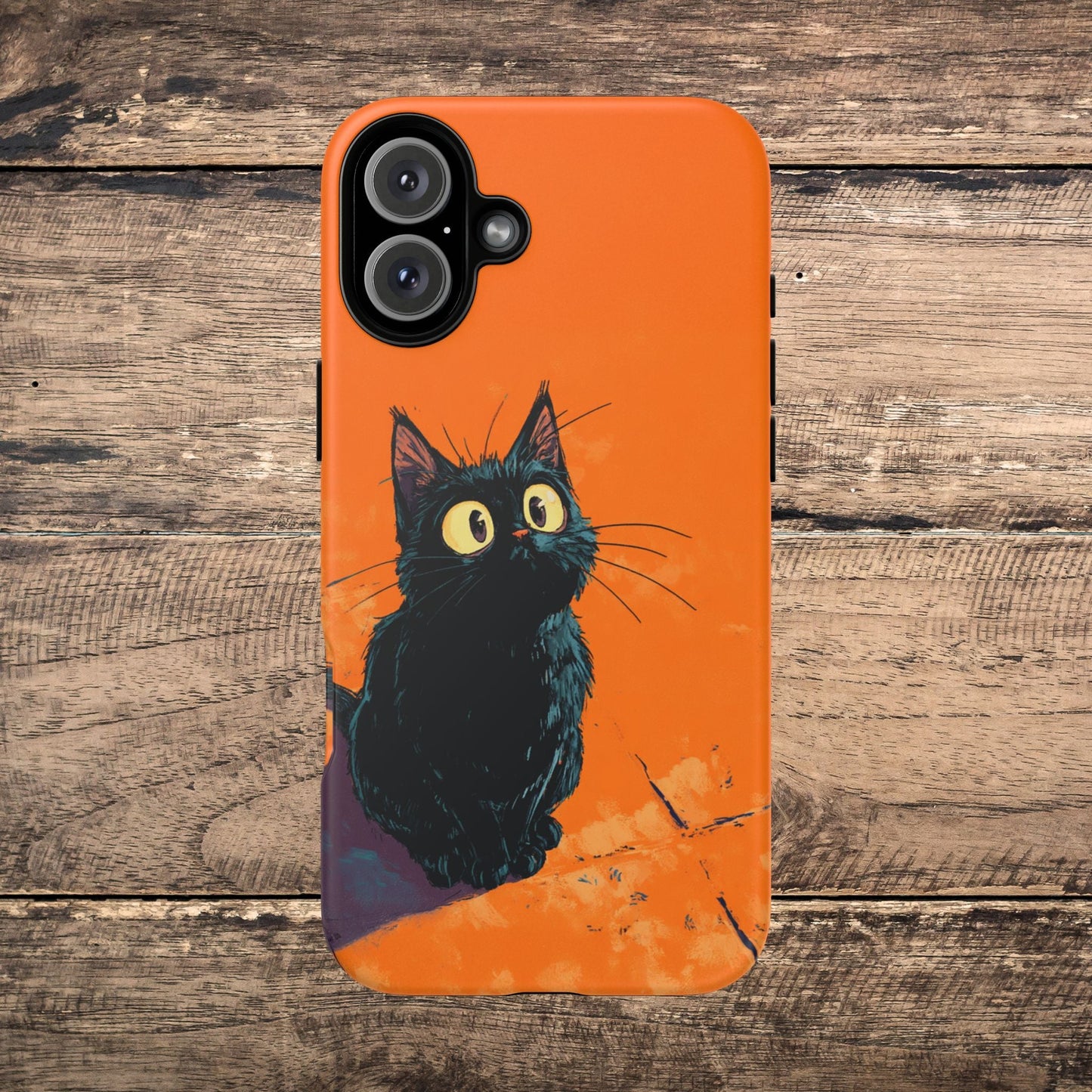 Cute Cat iPhone Case, Tough Phone Cover, iPhone 16, 15, 14 series - FlooredByArt