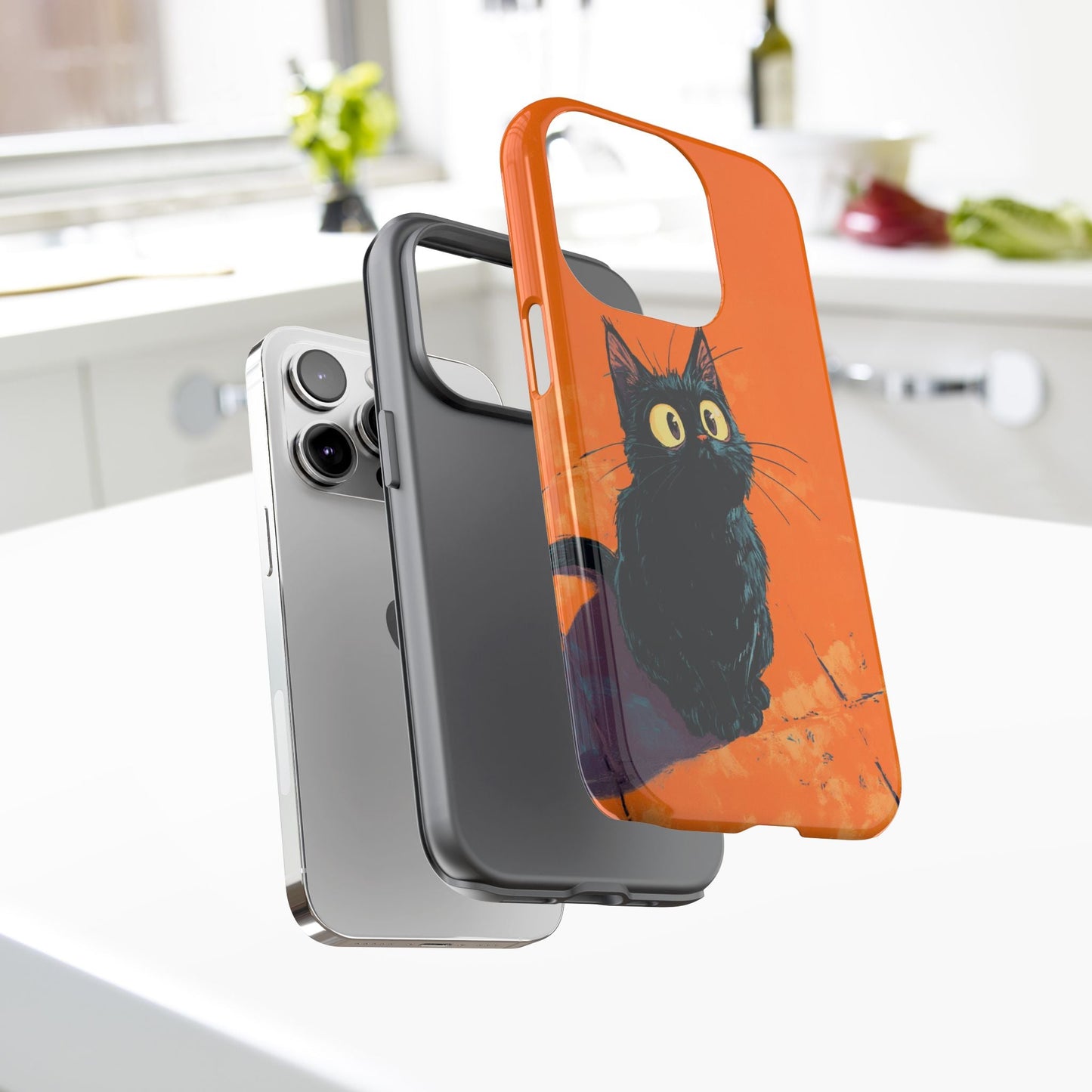 Cute Cat iPhone Case, Tough Phone Cover, iPhone 16, 15, 14 series - FlooredByArt