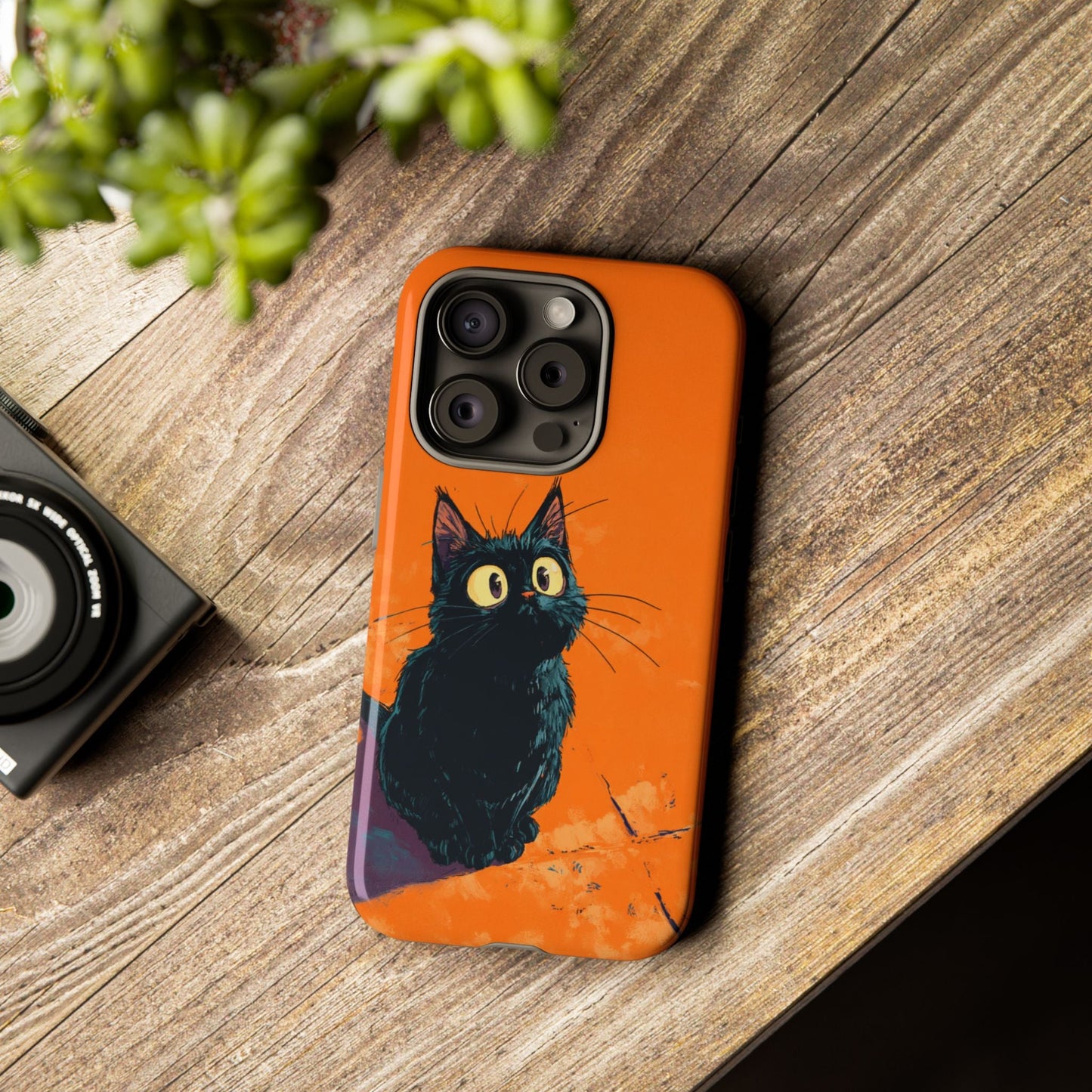 Cute Cat iPhone Case, Tough Phone Cover, iPhone 16, 15, 14 series - FlooredByArt