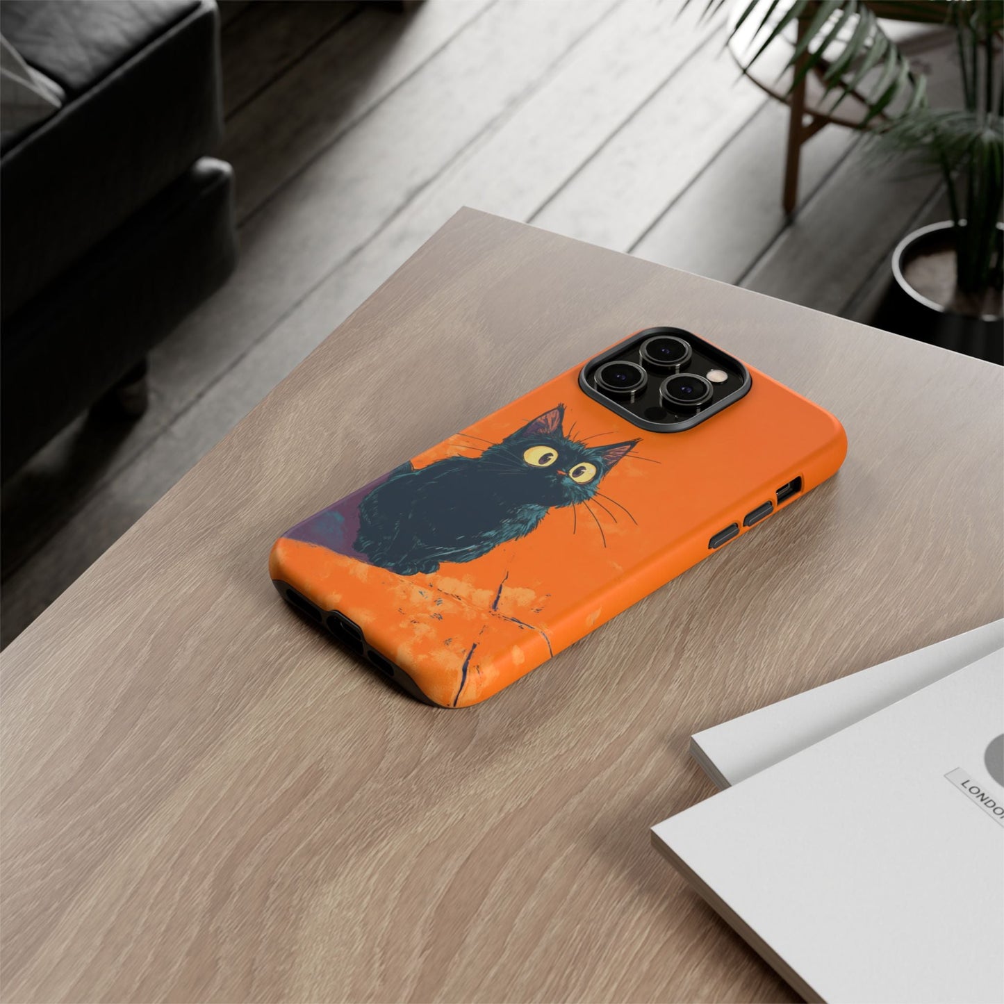 Cute Cat iPhone Case, Tough Phone Cover, iPhone 16, 15, 14 series - FlooredByArt