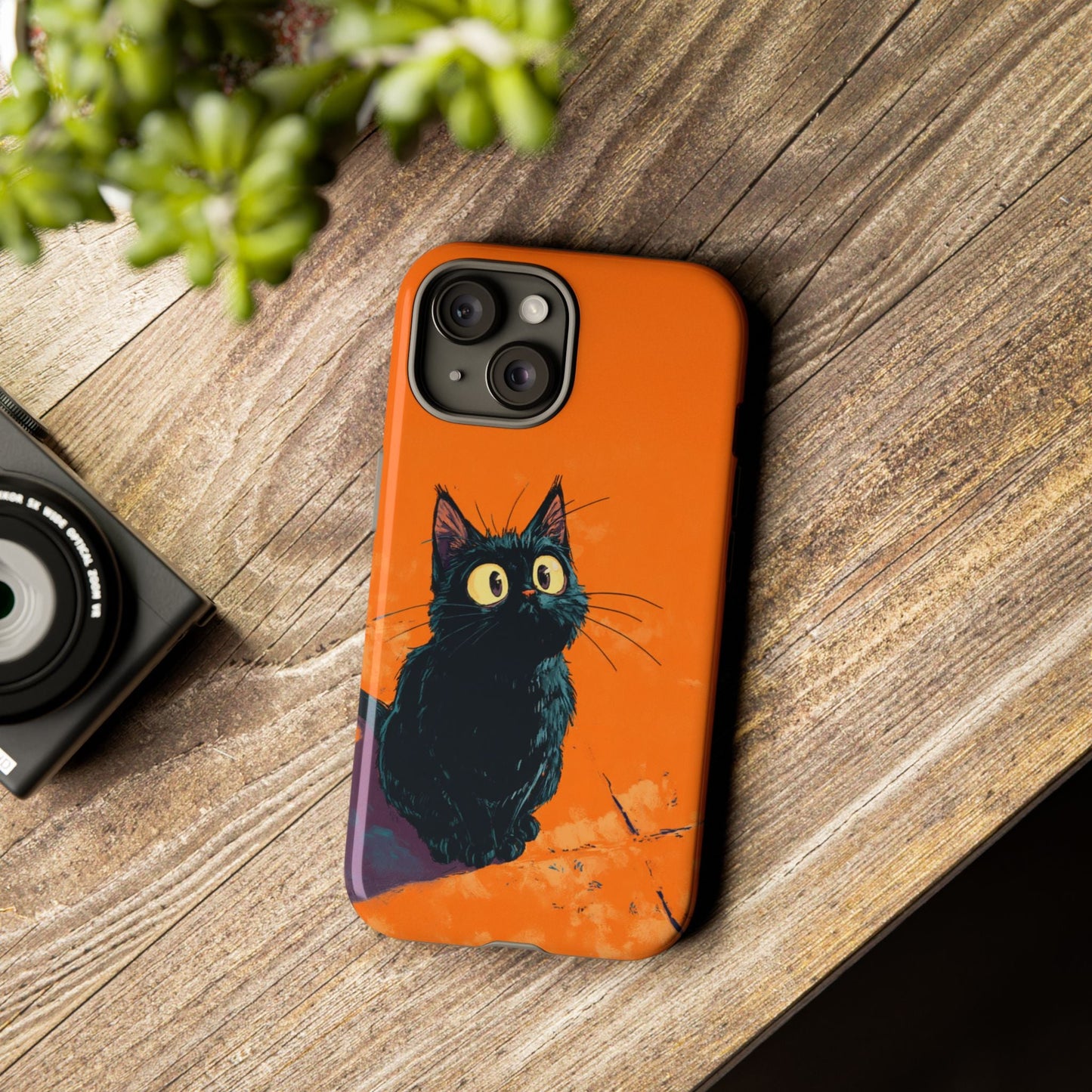 Cute Cat iPhone Case, Tough Phone Cover, iPhone 16, 15, 14 series - FlooredByArt