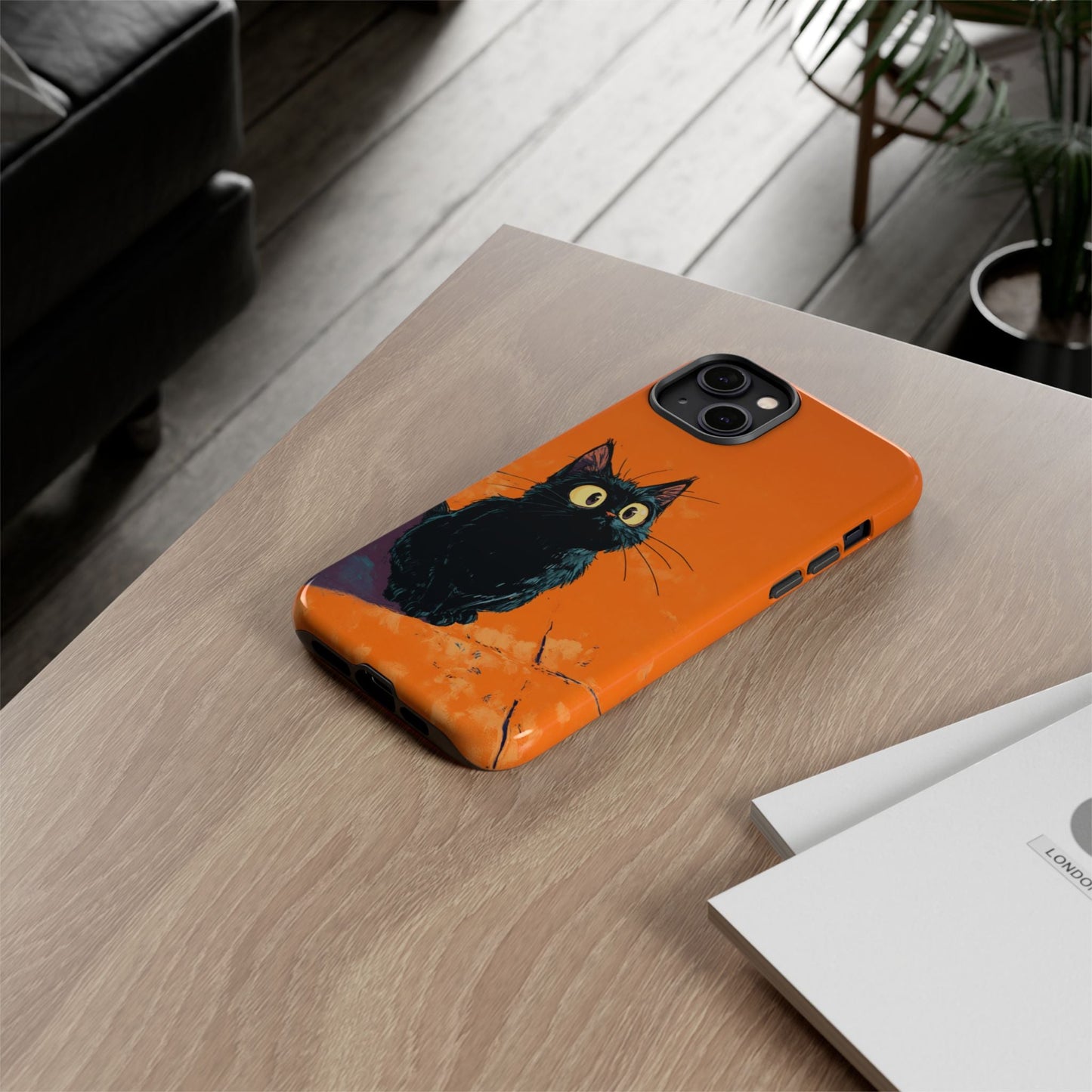 Cute Cat iPhone Case, Tough Phone Cover, iPhone 16, 15, 14 series - FlooredByArt