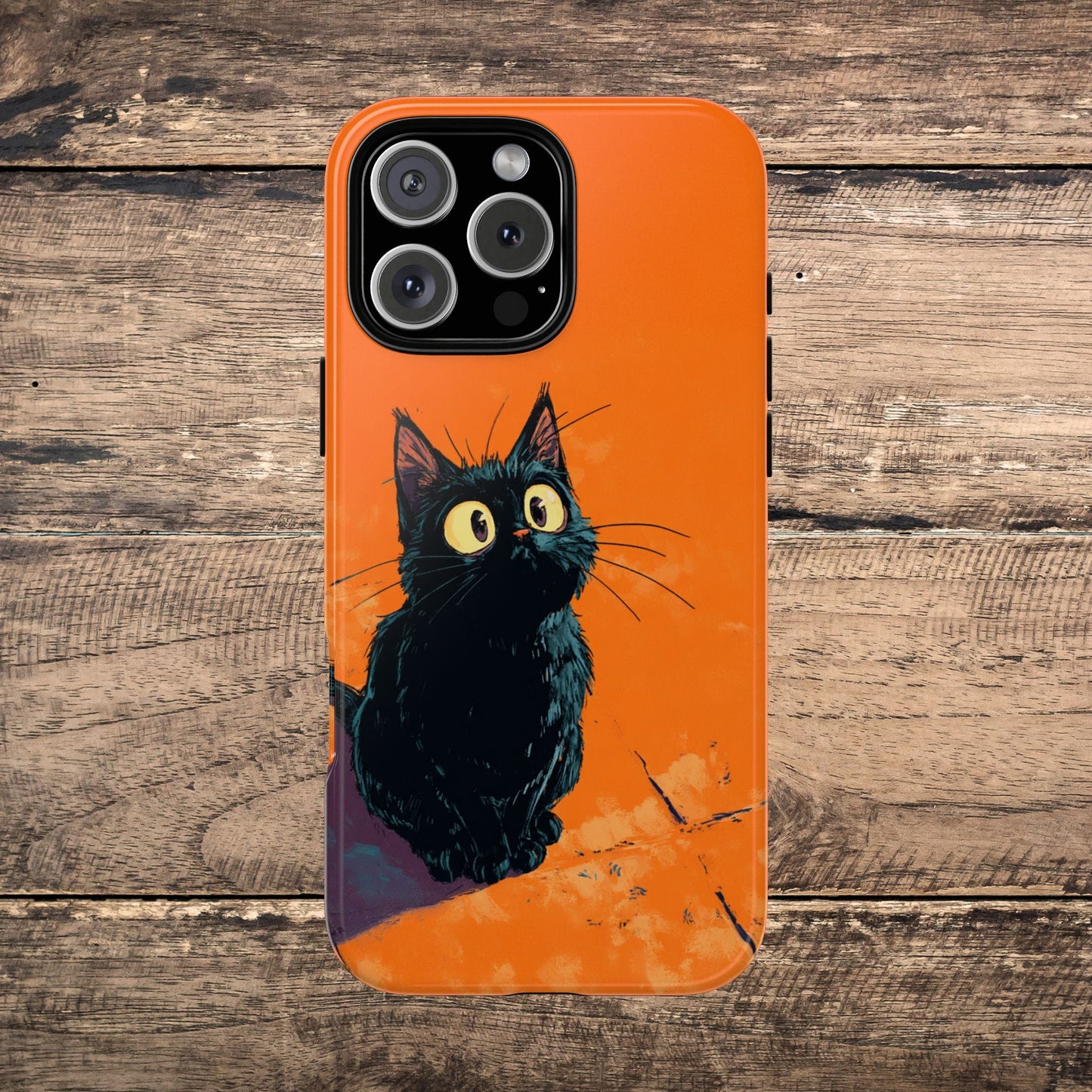 Cute Cat iPhone Case, Tough Phone Cover, iPhone 16, 15, 14 series - FlooredByArt