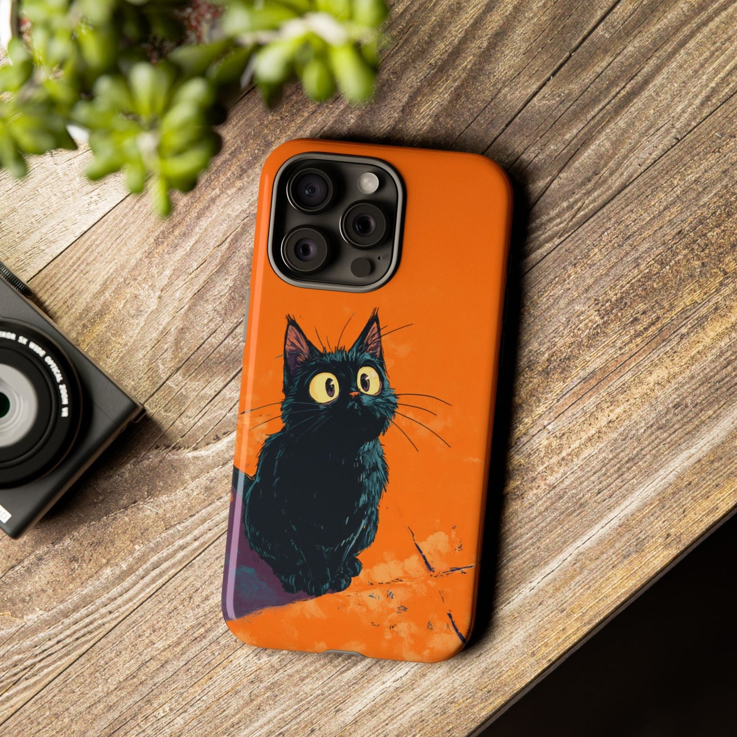 Cute Cat iPhone Case, Tough Phone Cover, iPhone 16, 15, 14 series - FlooredByArt