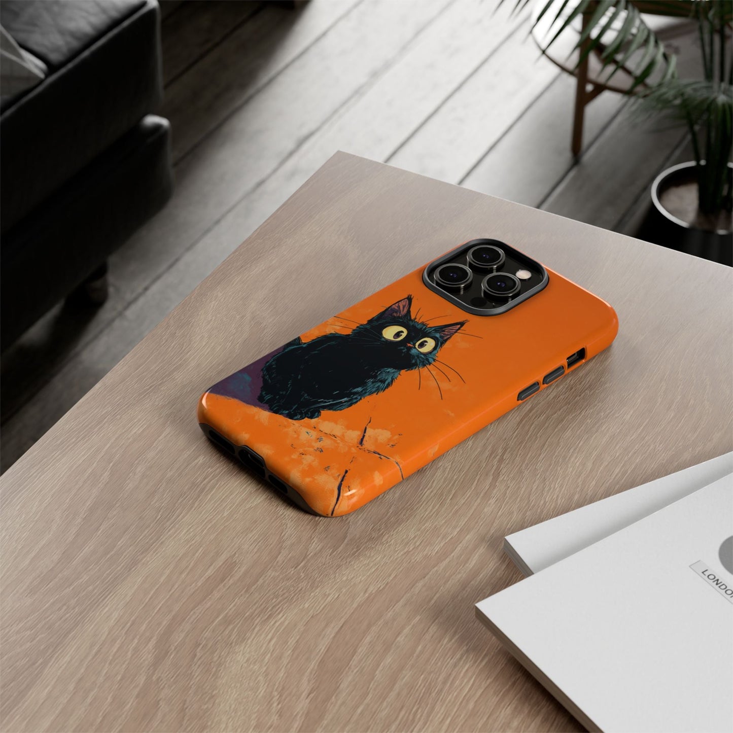 Cute Cat iPhone Case, Tough Phone Cover, iPhone 16, 15, 14 series - FlooredByArt