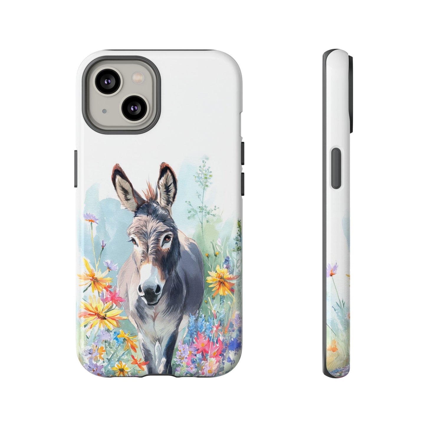 Cute Donkey iPhone Case - Summer Fun Floral Phone Cover, Tough Phone Case - FlooredByArt