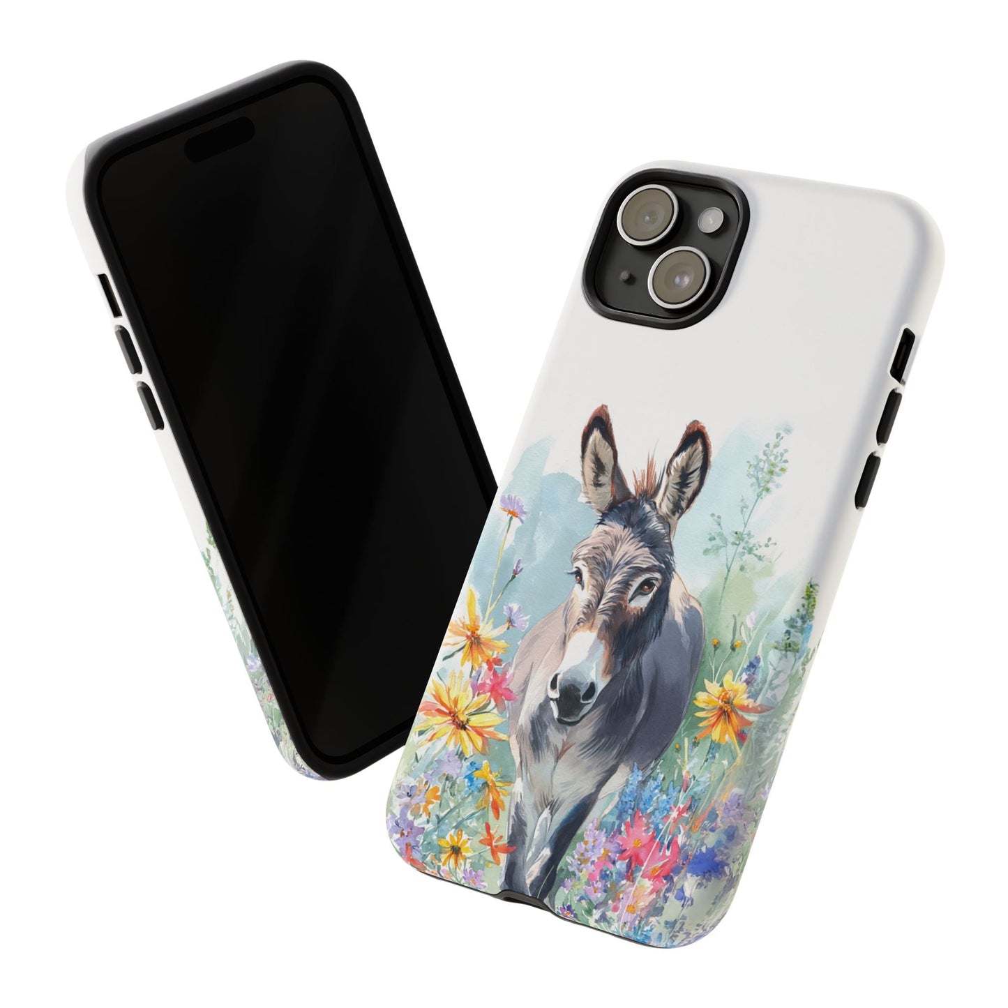 Cute Donkey iPhone Case - Summer Fun Floral Phone Cover, Tough Phone Case - FlooredByArt