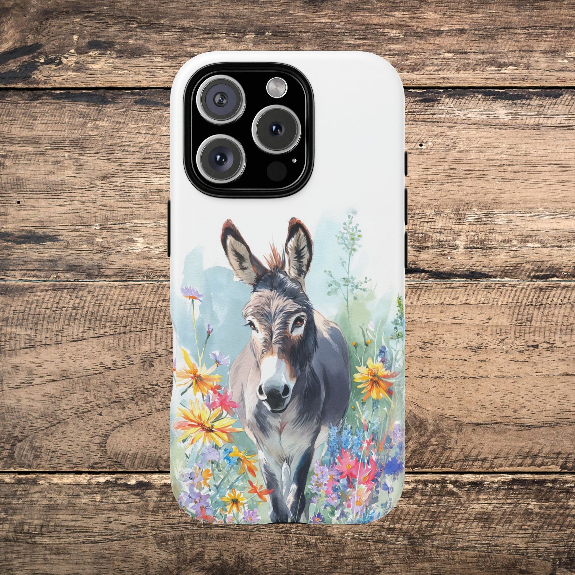 Cute Donkey iPhone Case - Summer Fun Floral Phone Cover, Tough Phone Case - FlooredByArt