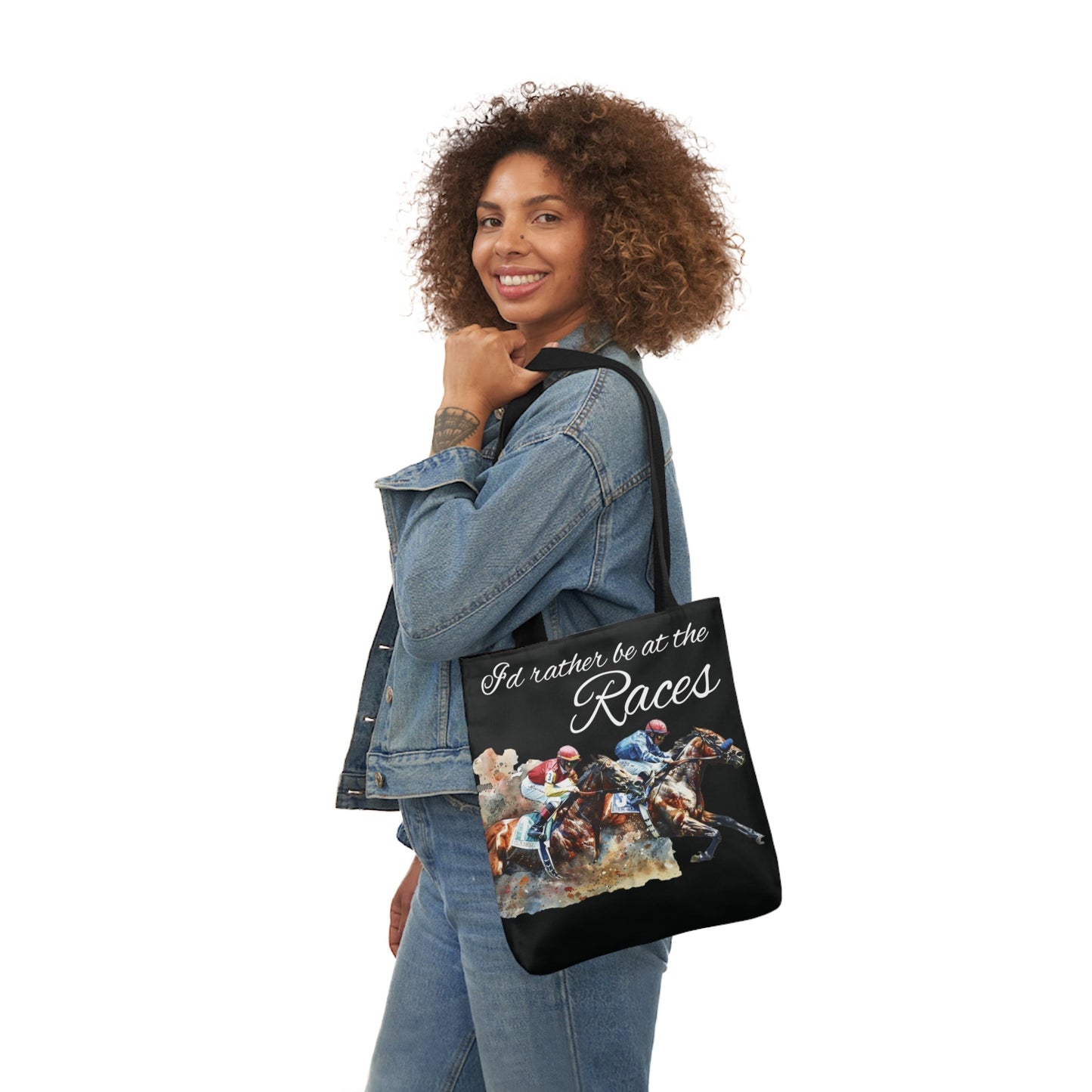 Cute Horse Racing Tote Bag - I'd Rather Be At the Races Carry All Tote Bag - FlooredByArt