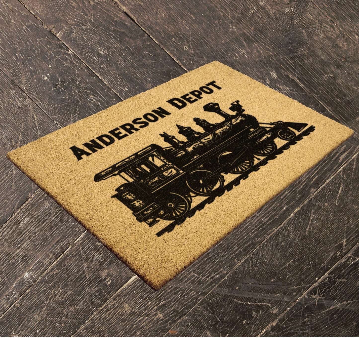 Cute Personalized Train Family Doormat, Custom Doormat Family Depot - FlooredByArt