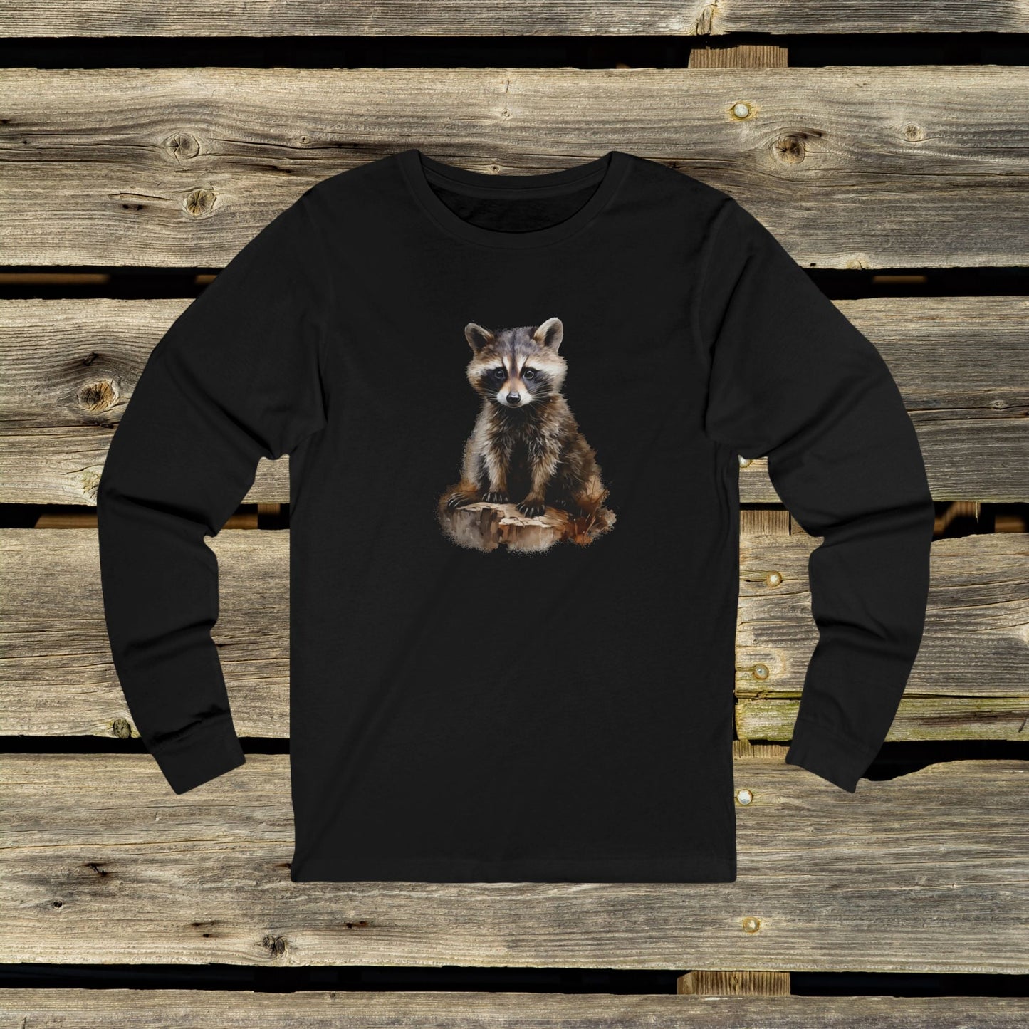Cute Raccoon Unisex Long Sleeve Tee - Perfect for Animal Lovers and Outdoor Enthusiasts - FlooredByArt