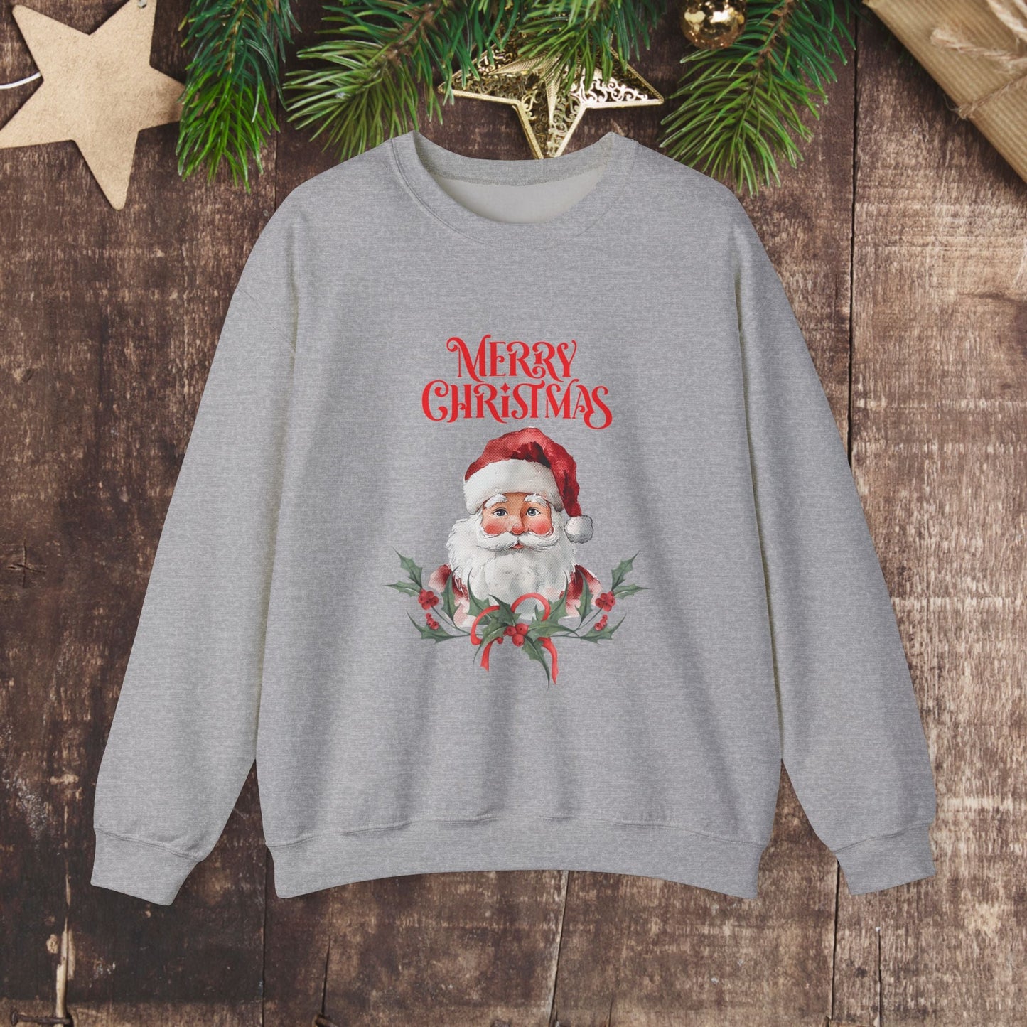 Cute Santa Claus Sweatshirt Merry Christmas Sweater, Hygge Sweatshirt oversized - FlooredByArt