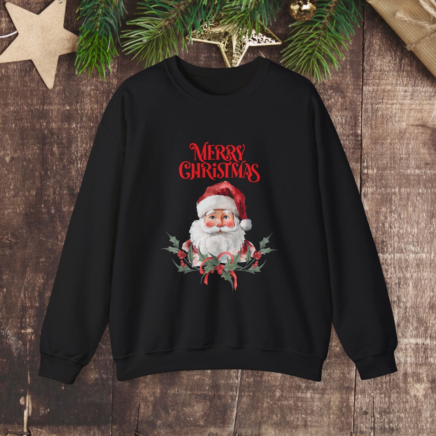 Cute Santa Claus Sweatshirt Merry Christmas Sweater, Hygge Sweatshirt oversized - FlooredByArt