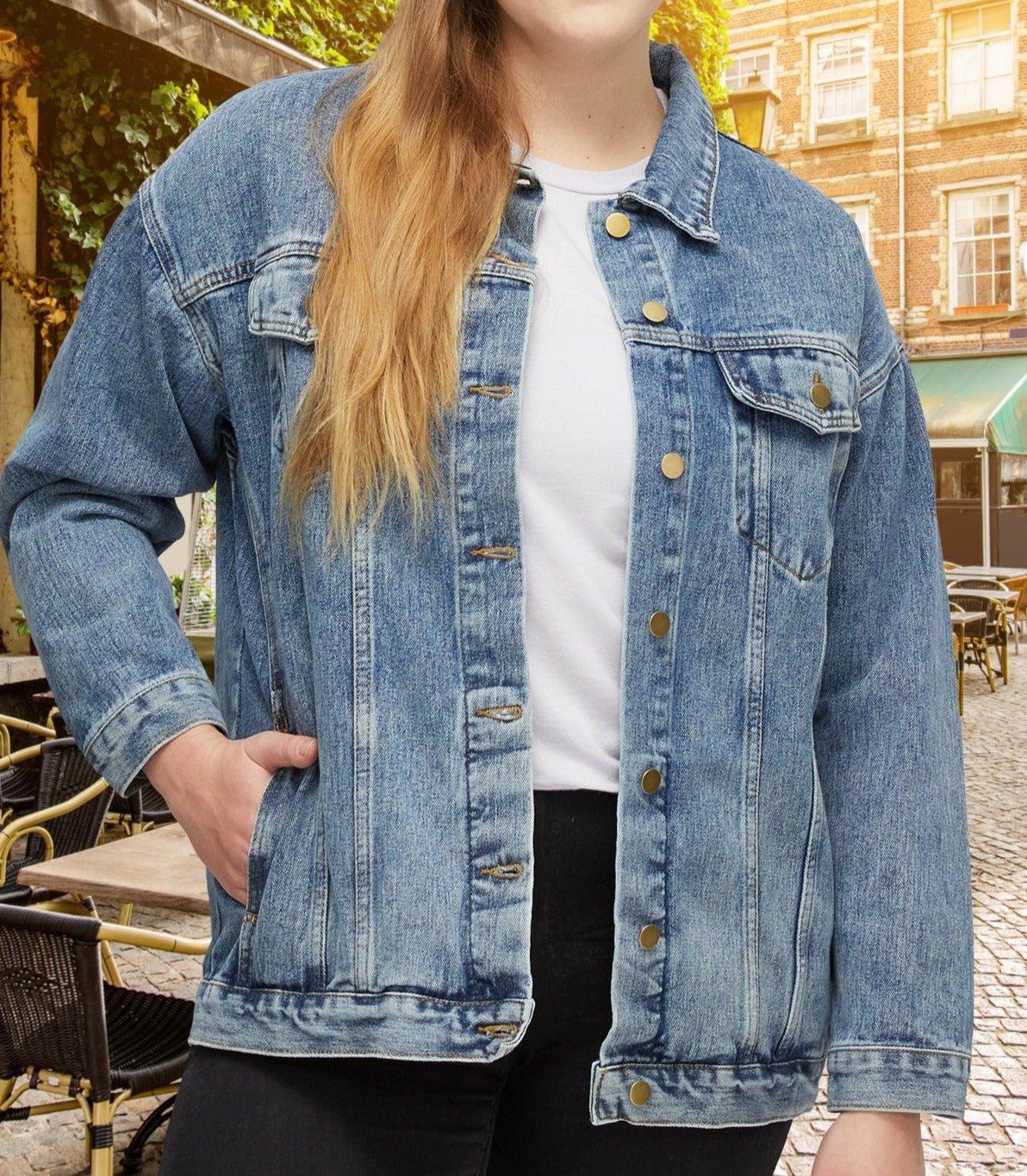 Cute Women's Blue Jean Jacket, Country Girl Cowgirl Floral Cowgirl Boot - FlooredByArt