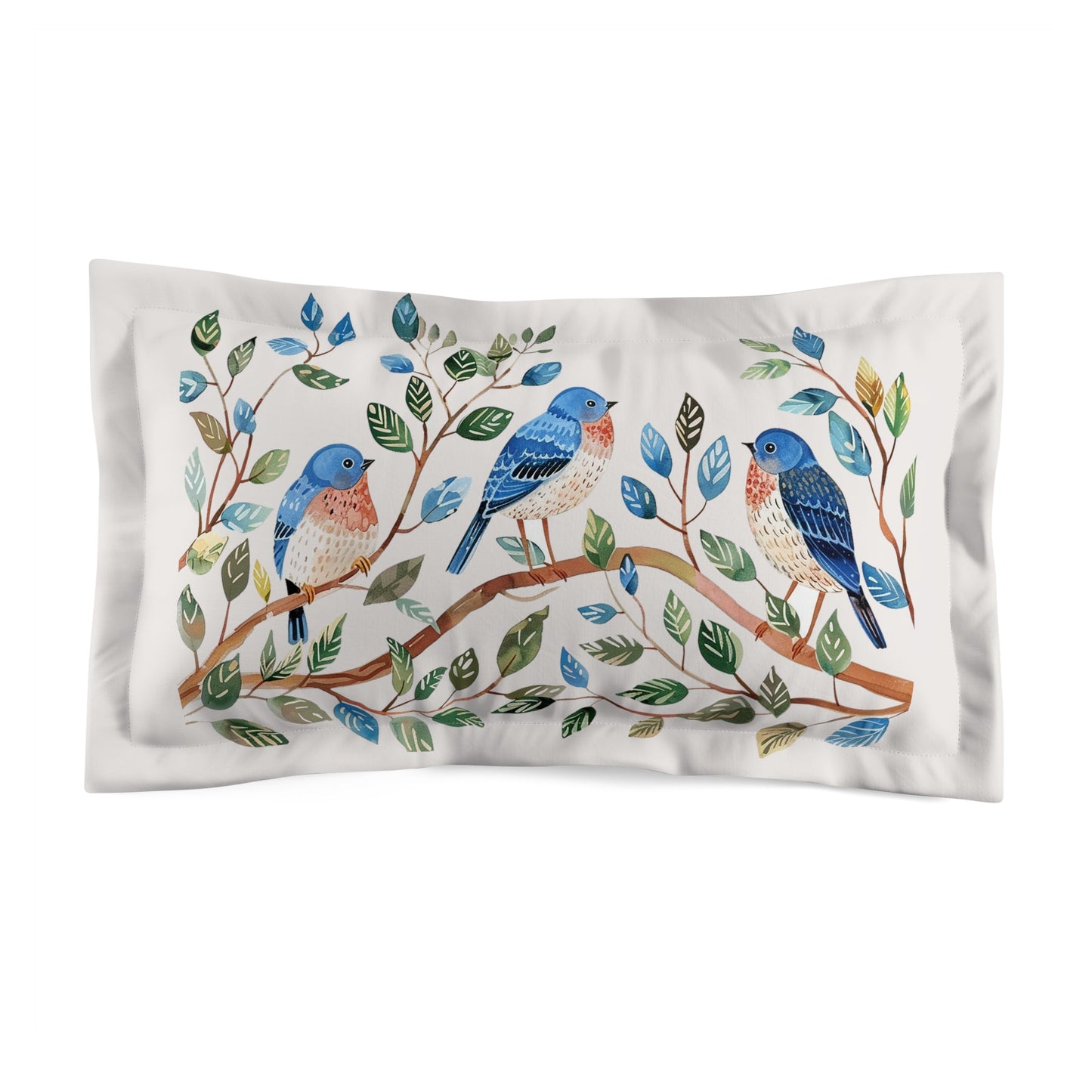 Decorative Bluebird Accent Pillow Sham, Watercolor Garden Accent Pillow - FlooredByArt