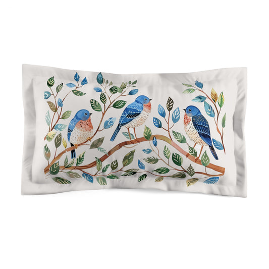 Decorative Bluebird Accent Pillow Sham, Watercolor Garden Accent Pillow - FlooredByArt