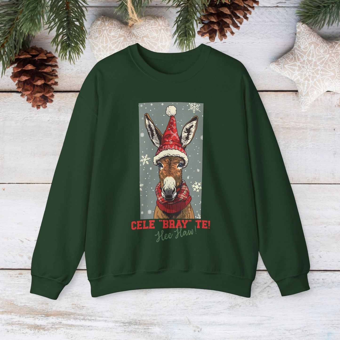 Donkey Christmas Sweatshirt Shirt, Cele "Bray" Te! Donkey Gifts, Donkey Mule Shirt - FlooredByArt