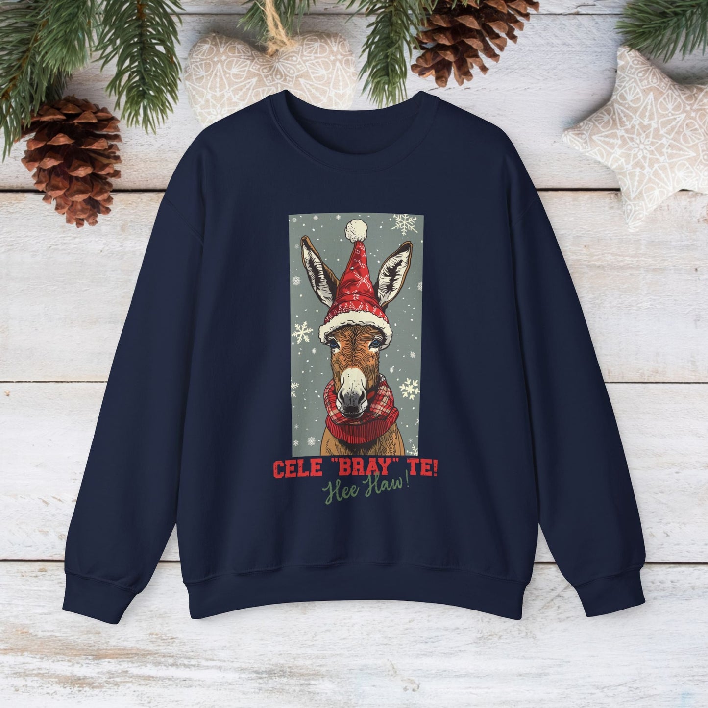 Donkey Christmas Sweatshirt Shirt, Cele "Bray" Te! Donkey Gifts, Donkey Mule Shirt - FlooredByArt