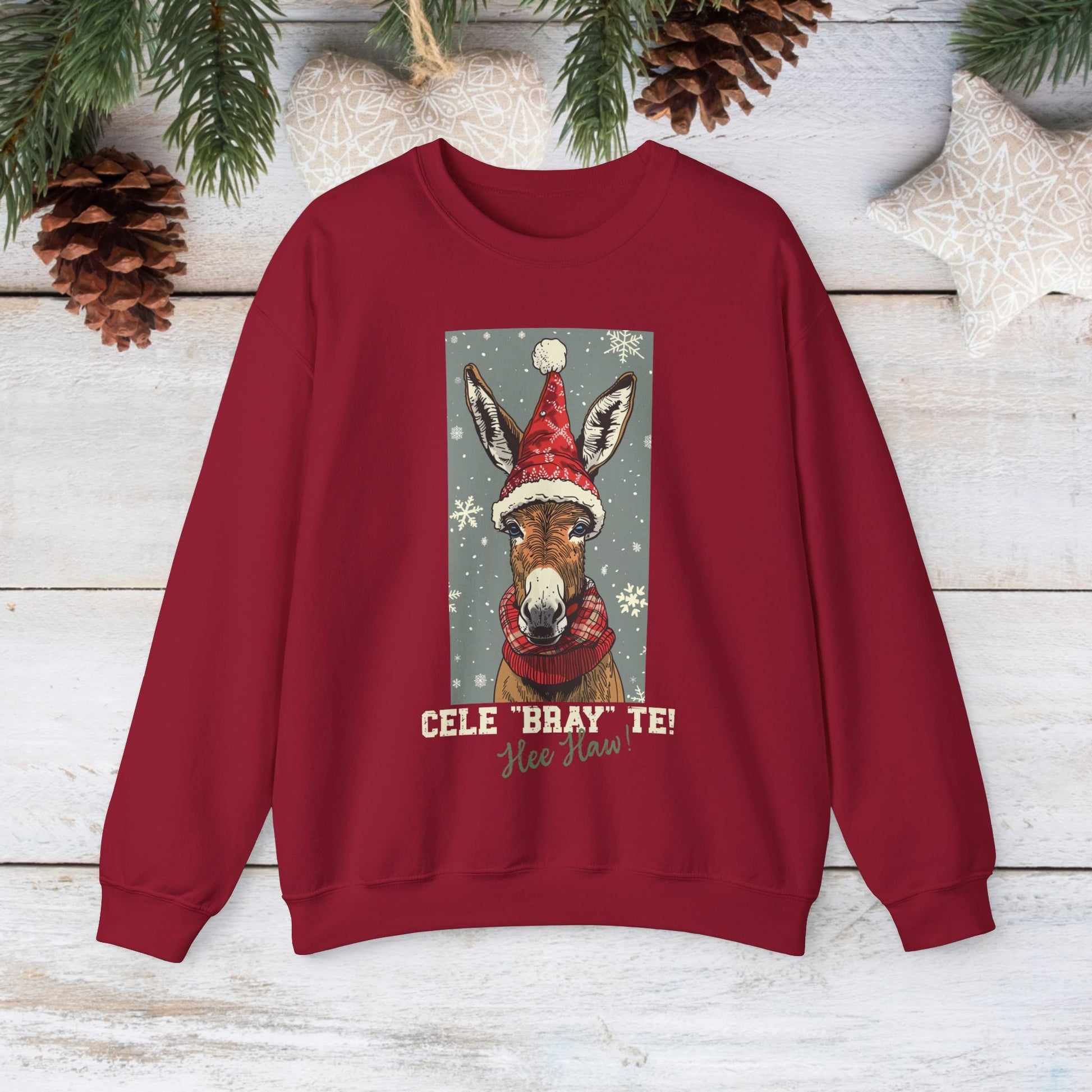 Donkey Christmas Sweatshirt Shirt, Cele "Bray" Te! Donkey Gifts, Donkey Mule Shirt - FlooredByArt