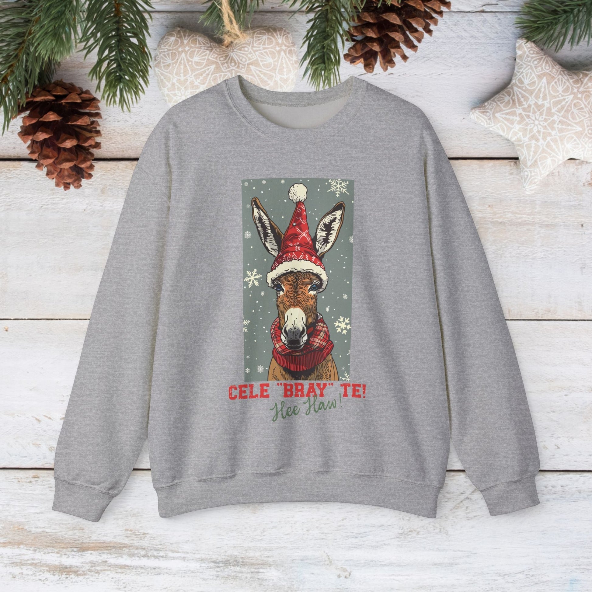 Donkey Christmas Sweatshirt Shirt, Cele "Bray" Te! Donkey Gifts, Donkey Mule Shirt - FlooredByArt